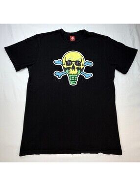 Ice Cream Men's Graphic T-Shirt Skull Crew Neck Short Sleeve Size Medium Black